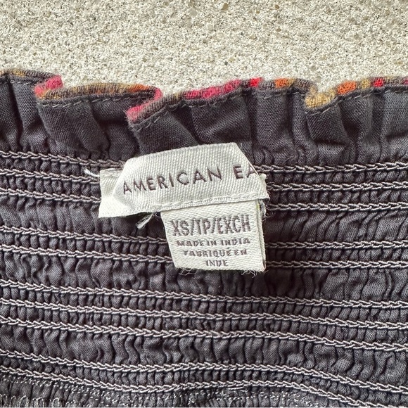 AE American Eagle Floral Babydoll Dress Puff Sleeves Honeycomb Embroidery - Picture 5 of 15